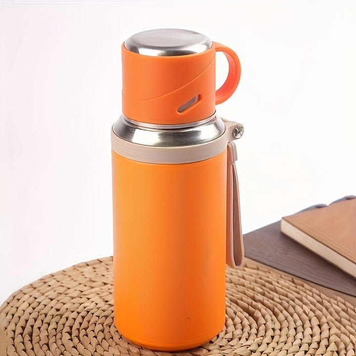 1pc 600ml 21 Oz Grande Capacité Bouteille Sous Vide en Acier Inoxydable 316, Cap & Tasse 2 Bouteille d'Eau Chaude, Tasse d'Eau Chaude, Double Isolation, Ultra Portable, Design Polyvalent, Parfait Pour Voyage, Maison, Bureau, École Et Anniversaire Unique