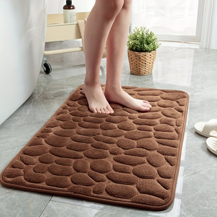 Coral Fleece Bath Rug, Non-Slip PVC Backing, Machine Washable, Low Pile, Flat Woven, Oblong Shape, 450gsm - Soft Comfort Bathroom Mat with Excellent Absorbency