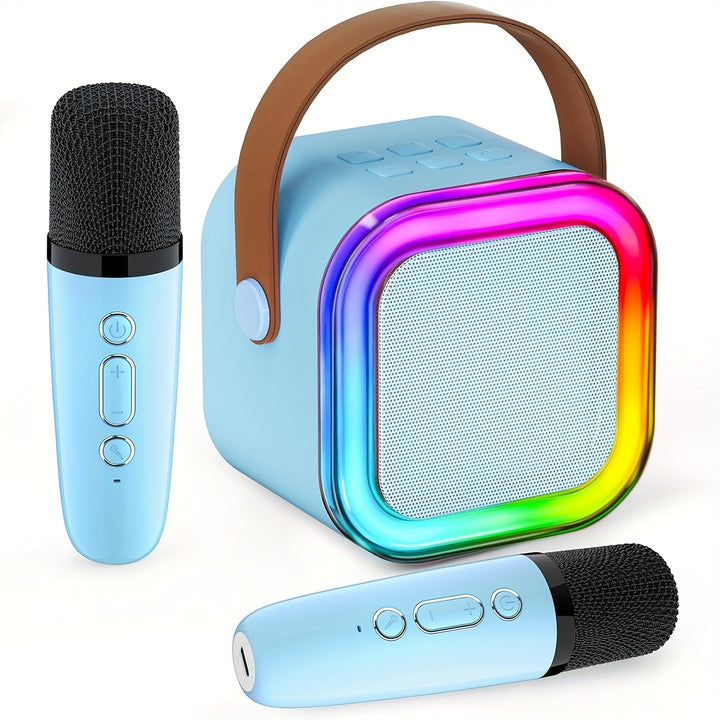 [Enceinte Portable] Mini Machine à Karaoke | Enceinte portable avec 2 microphones sans fil | Fêtes d'anniversaire, Divertissement familial