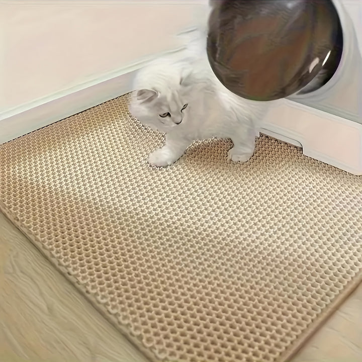 Extra-Large Double-Layer Cat Litter Mat Made of EVA Material, Designed to Prevent Splashes And Leaks, Keeping Litter Contained. It Is Non-Slip, Washable, Waterproof, Odor-Resistant, And Easy to Clean - Perfect for Litter Boxe
