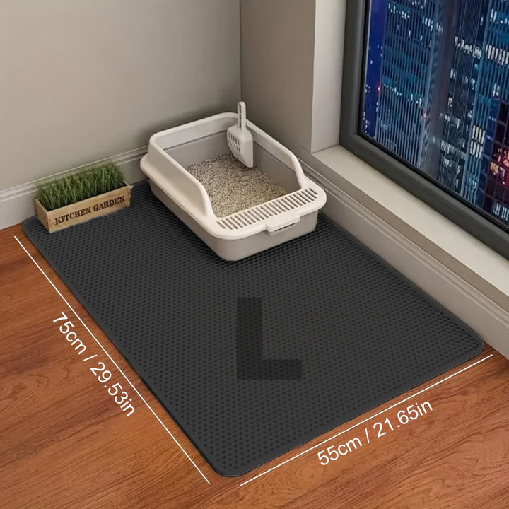 Extra-Large Double-Layer Cat Litter Mat Made of EVA Material, Designed to Prevent Splashes And Leaks, Keeping Litter Contained. It Is Non-Slip, Washable, Waterproof, Odor-Resistant, And Easy to Clean - Perfect for Litter Boxe