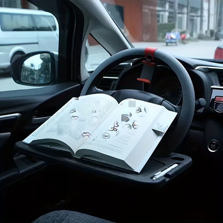 [Portable Table] Car Steering Wheel Tray - Multifunction Portable Table - Perfect for Eating, Working & Storing in Most Cars