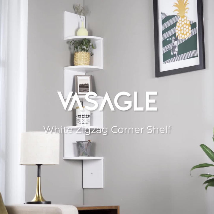 Organisateur d'étagère d'angle mural à 5 niveaux - Étagère de rangement flottante à design radial - pour chambre, salle de bain, salon et bureau à domicile