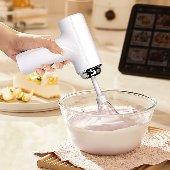 1pc HOTU Handheld Electric Eggbeater & Whisk - USB Rechargeable, Cordless, Portable, Lightweight, Easy-to-Use Hand Mixer for Baking Cakes, Cookies, Muffins - Ideal for Home Bakers & Professionals