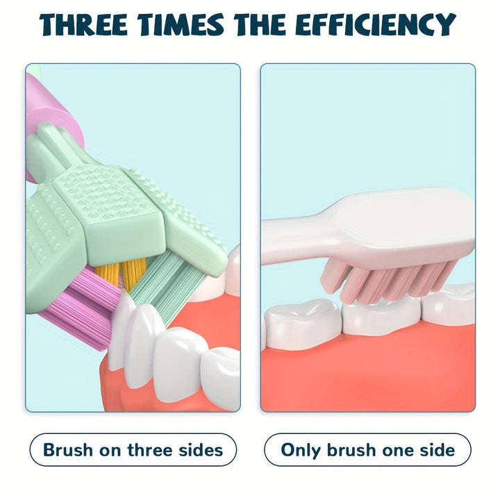 1pc Triple-Sided Soft Bristle Toothbrush for Gentle, Deep Cleaning - Travel-Friendly, Adult Oral Care