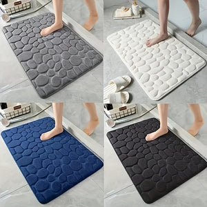 Tapis de bain antidérapant avec envers en PVC – Lavable en machine, tapis de bain en polyester tissé plat à poils courts, tapis de salle de bain oblong en tissu tricoté, coussinet de pied absorbant l'eau à haute capacité