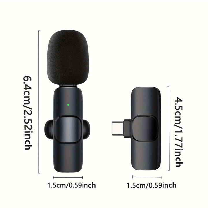 Professional Wireless Microphone, Smartphone, Laptop, Wireless Omnidirectional Condenser Recording Microphone, Interviews, Video Podcasts, Vlogs