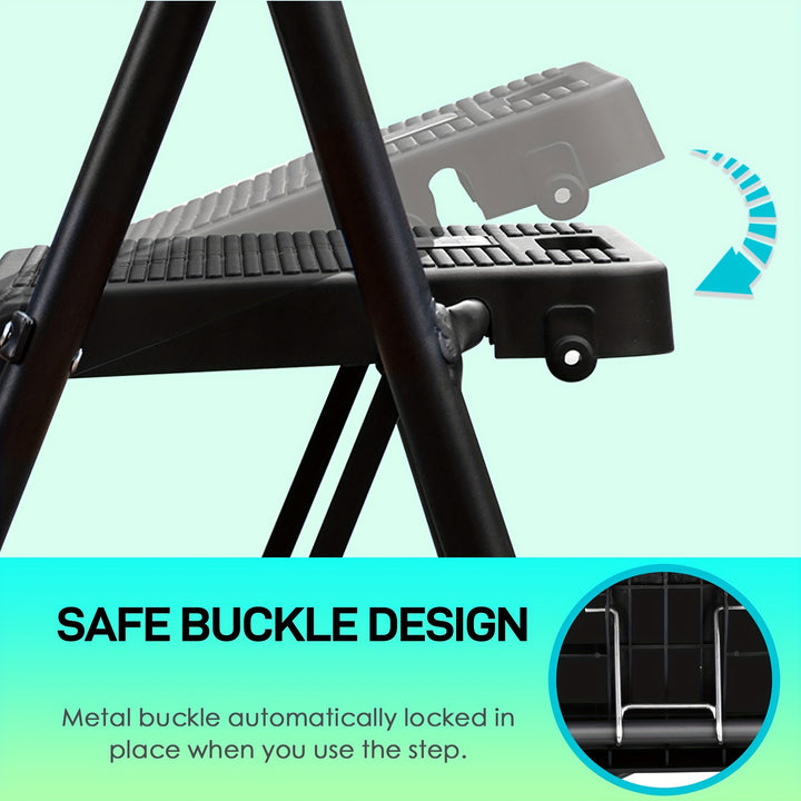 Échelle pliante robuste 2/3 marches avec capacité de 800 lbs - Escabeau avec poignée de confort - Idéal pour la maison, la cuisine et le bureau