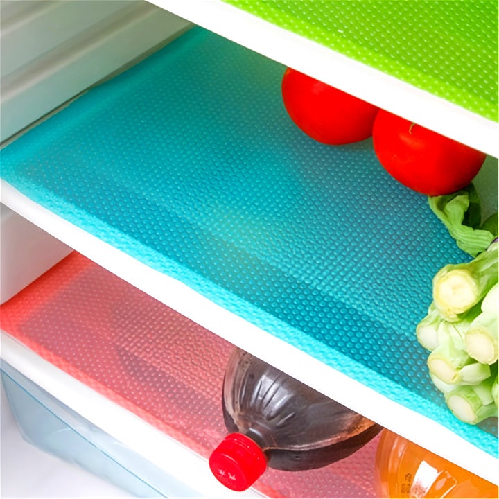 4pcs Refrigerator Liners Mats: Washable, Waterproof & Oilproof - Perfect for Shelves, Freezer, Cupboard, Cabinet & Drawer!