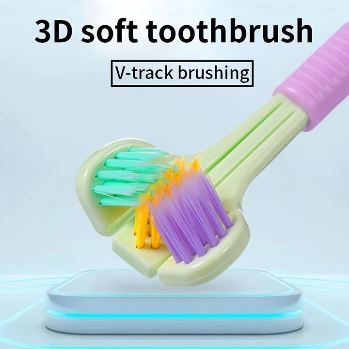 1pc Triple-Sided Soft Bristle Toothbrush for Gentle, Deep Cleaning - Travel-Friendly, Adult Oral Care