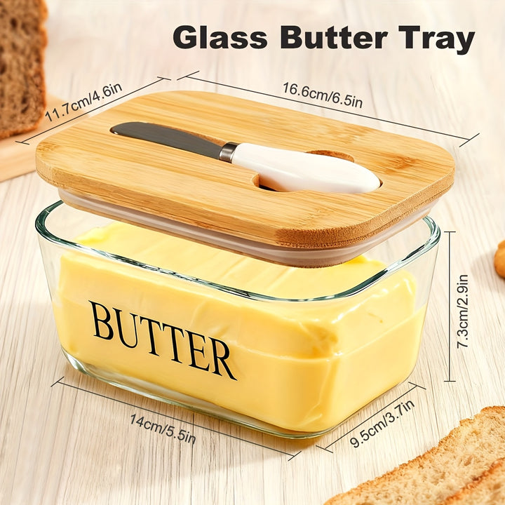 1 Pc Luxury Large Butter Dish with Lid - Ceramic Countertop Keeper with Knife Sealing and Design - Perfect Kitchen