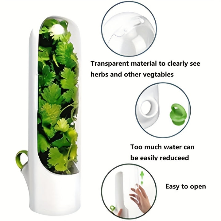 [1/2pcs Fresh Herb Preservation Pod] 1/2pcs Vegetables Preservation Pod Herb Preservation Vegetables Fresh Coriander Container Suitable For Refrigerator, Keep Bottle Herb Preservation, For Mint Refrigerator Storage, Keep Gree