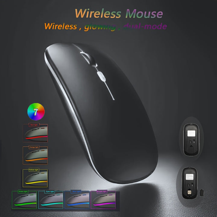 Mouse Sem Fio, Brilhante, Mouse Dual-mode Ultra-fino Silencioso Portátil USB Óptico 2.4G/5.0 Sem Fio Dual-mode, Mouse Óptico Sem Fio Móvel Com Receptor USB, Mouse Portátil para Computador