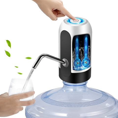 1pc Sanhao Electric Water Jug Pump, USB Rechargeable Automatic Drinking Water Dispenser for 3-5 Gallon Bottles, Portable Insert Mount with Built-in Lithium Battery for Camping, Camping Hydration Solution | Sleek Design | Tran