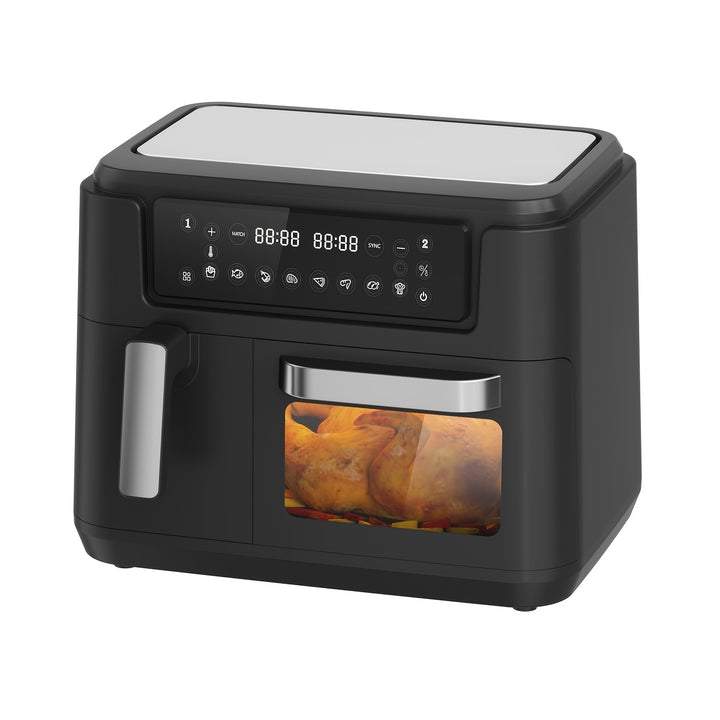 Friteuse à air intelligente à écran tactile double panier de grande capacité XL 3,5QT - Grills électriques avec fonction 2-en-1 de friteuse à air et four 8QT, friture saine, grillade, déshydratation, et plus, design pratique, rapide et gain de place.