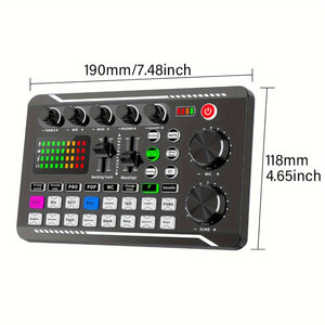 Live Sound Card Audio Mixer, With USB Charging, Volume Control, Battery Indicator, For Karaoke, Video Conferencing, Gaming, Streaming Eid Al-Adha Mubarak