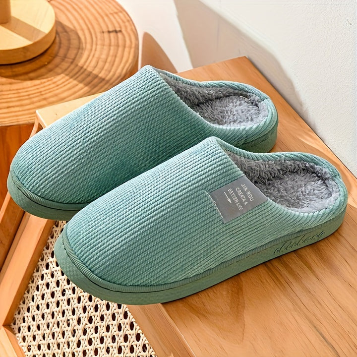 Cozy Plush-Lined Winter Slippers for Couples - Non-Slip, Thick Sole Indoor Shoes with Soft Fabric Lining