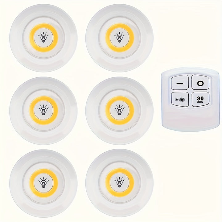 6pcs/3pcs/1pc Smart Wireless LED Under-Cabinet Lights COB Night Light With Remote Control For Wardrobe, Kitchen & More