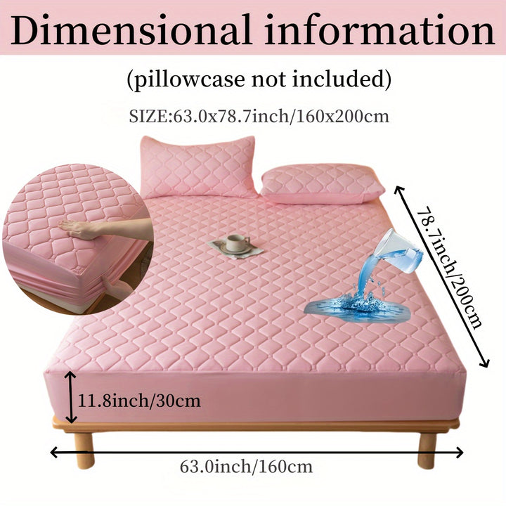 1PC Mattress Protector Waterproof Bed Cover Embossed Design Silent Fitted Sheet Simple Thickened Mattress Cover Fitted Sheet Washable Fitted Sheet Fitted Sheet Cover Single Bed Cover 11.8 Inch High Multi-size Suitable for Sin