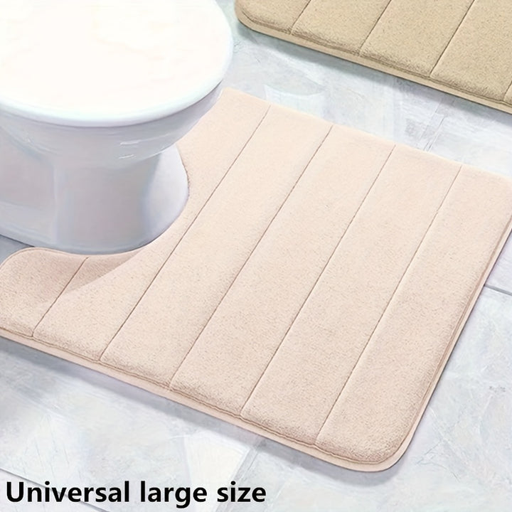 Soft and Comfortable 1pc Memory Foam U-Shaped Bath Rug - Super Absorbent and Anti-Skid Bathmat - Bathroom Accessories and Decor for Fall