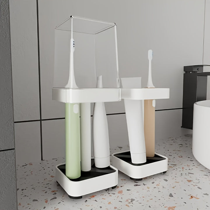 Toothbrush Holder with Cup, Suitable for Ordinary Toothbrush, Can Store Toothpaste, Three Teeth Brush And Toothpaste Holder, Suitable for Electric Toothbrush, Dental Floss, Razor Countertop Storage