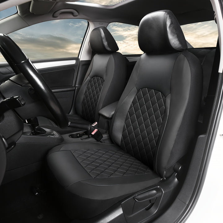 [Full Set Scratch Proof Seat Covers] Universal Faux Leather Car Seat Covers Full Set Car Seat Covers Full Set Front Seats and Rear Bench, Universal Fit 5 Seat Covers for SUV, Automotive Truck, Scratch Proof