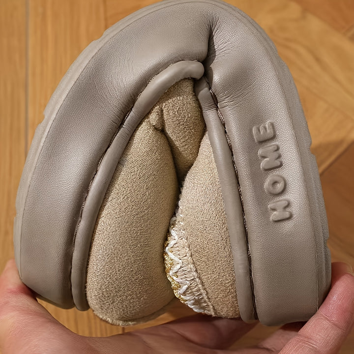 Women's comfortable fleece lined slippers, soft soles winter warm indoor and outdoor shoes, elegant indoor/outdoor winter shoes