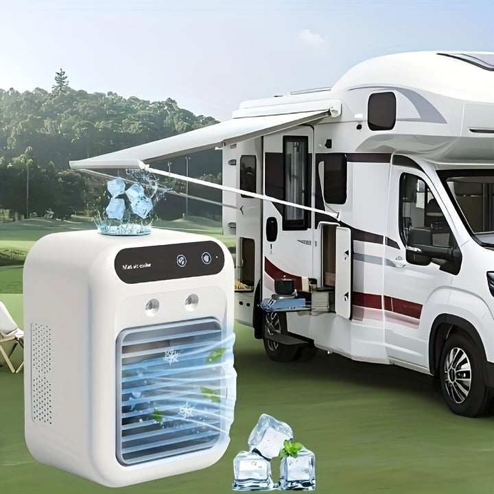 RV Ventilation Fan 2025new upgrade Portable Mini Personal Air Cooler, Small Air Conditioner with Humidifier & 16.91oz Water Tank, Rechargeable Room Air Conditioners, Personal AC Unit for Recreational Vehicle, Bedroom, Office,