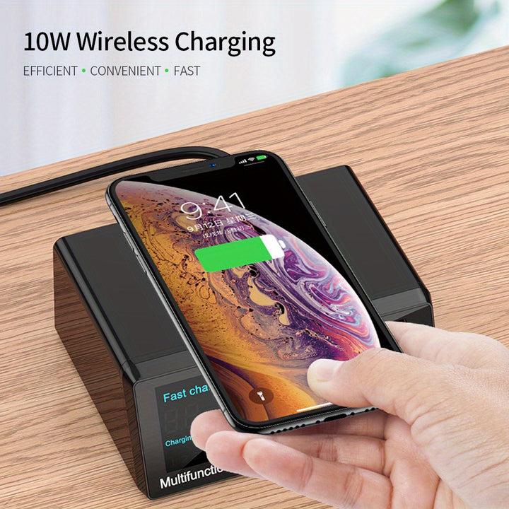 X9 8 Port Wireless USB Charger Quick Charge PD+QC3.0+USB Port Charge Station with LED Display for Phone/Laptop/Tablet EU Plug USB Charger, wireless, LED display, PD+QC3.0, 8 port