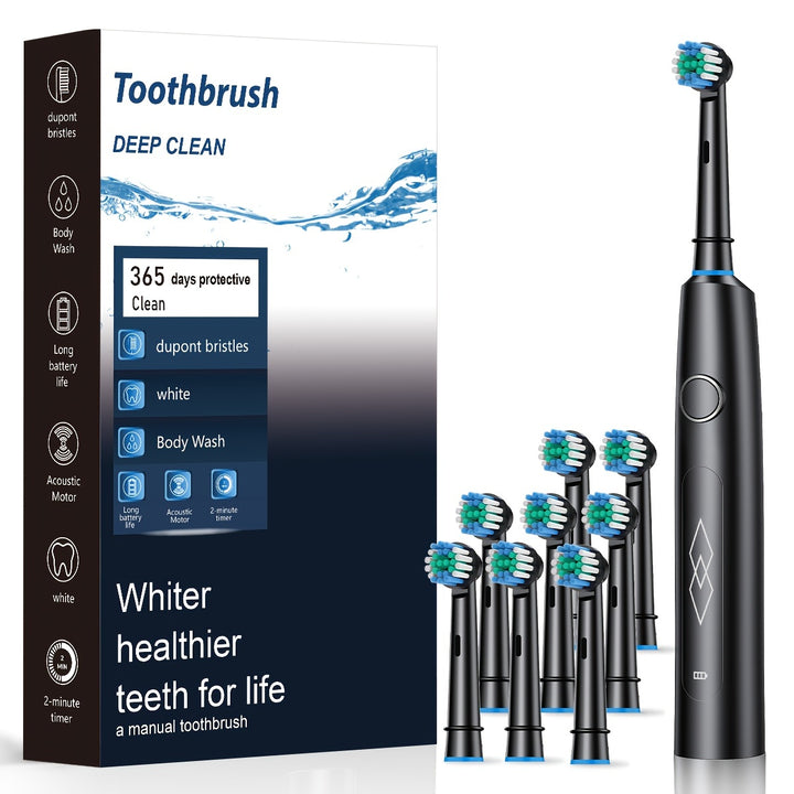 Sleek Black Sonic Electric Toothbrush for Adults - USB Rechargeable, Deep Clean with Soft Bristles, 600mAh Lithium Polymer Battery, Oral Care with 5 Modes, Includes 4 Ribbon-Tied Brushes + Gift Box