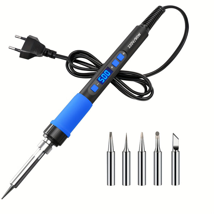 ILIBILIB 90W Smart Soldering Iron Kit with LCD Display - Adjustable Temperature 356-923°F, Rapid Heat, Non-Slip Grip, Ideal for DIY & Repairs, Blue