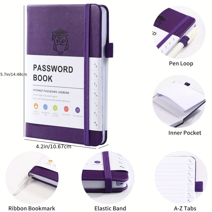 [Pocket Size Password Manager Notebook] Password book with letter labels. Hardbound password manager notebook for the elderly, Internet password log diary, computer and website login address manager, pocket size