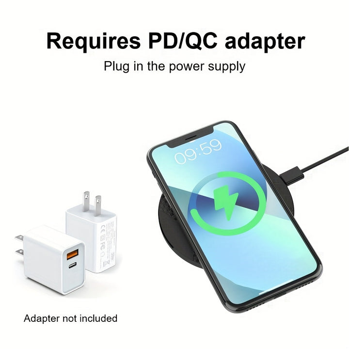 10W Fast Wireless Charger, Compatible with iPhone 16/15/14/13/12/11/8 Series, Galaxy S23/S22/S21/S20/S10/S9/S8/S7/S6 Series, Note 10/9/8/5 Series, Slim Design for Bedside & Office Desk, Free Cable Included