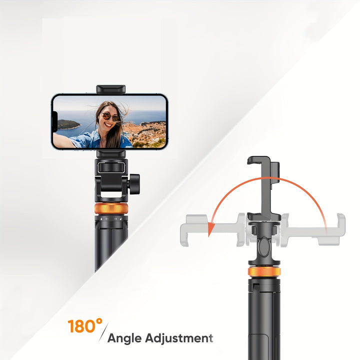 62" Upgraded Solid Phone Tripod Stand with Remote, Compatible with iPhone 15/14/13, Travel Tripod and Selfie Stick for iPhone and Android