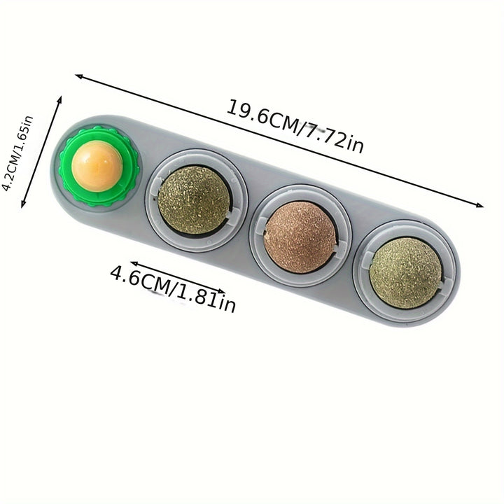 [4 Silvervine Energy Ball Toys] 4 Pet Herb Silvervine Ball Toys, Extra Cat Energy Ball, Consumable Cats Lick Kitten Chew, Teeth Cleaning Dental Wall Treats, Concentrated Flavor for All Breeds