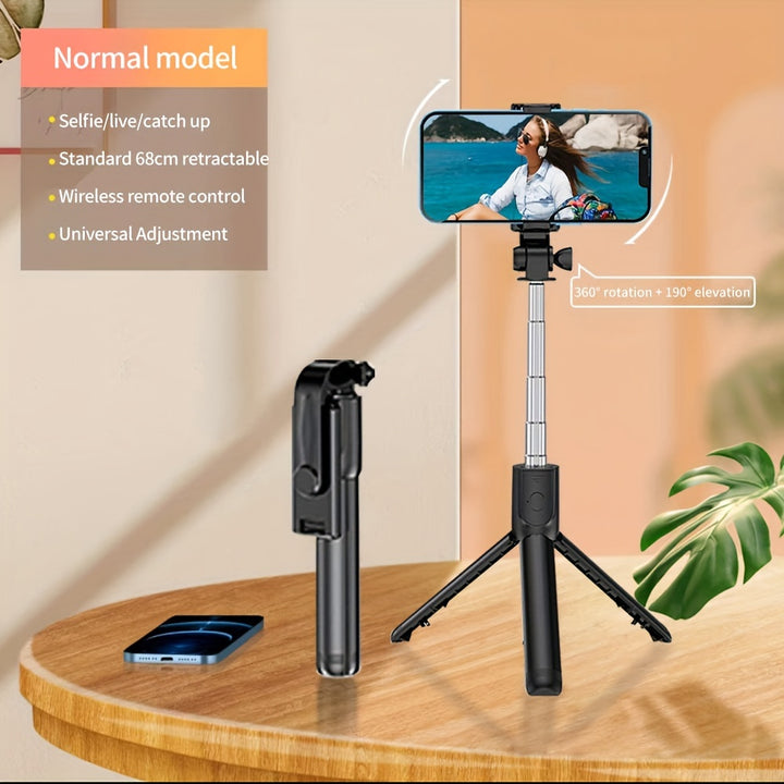 Adjustable Selfie Stick with Wireless Remote, Anti-Shake Tripod Stand for Live Streaming and Photography - Durable Polycarbonate & Stainless Steel