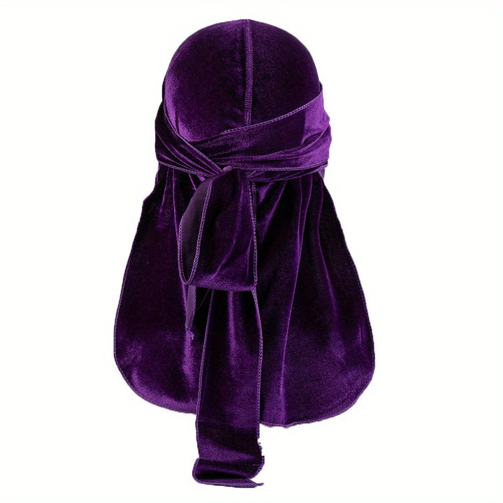 Durags en velours pour hommes - Longue queue, brillant, bonnet pour cheveux stylés