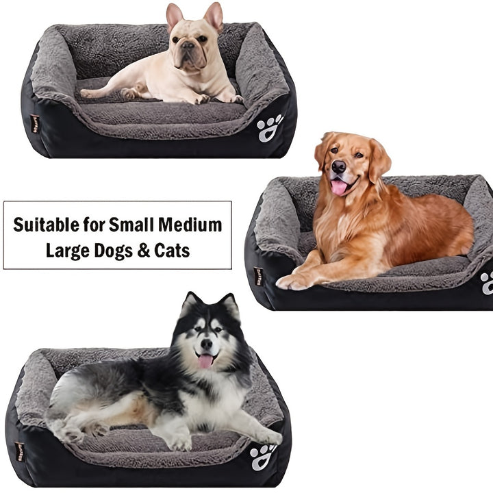 Large Square Waterproof Plush Pet Bed - 1pc Cozy Dog Cat Kennel - Washable Summer Mat for Medium to Large Dogs, Pet Supplies