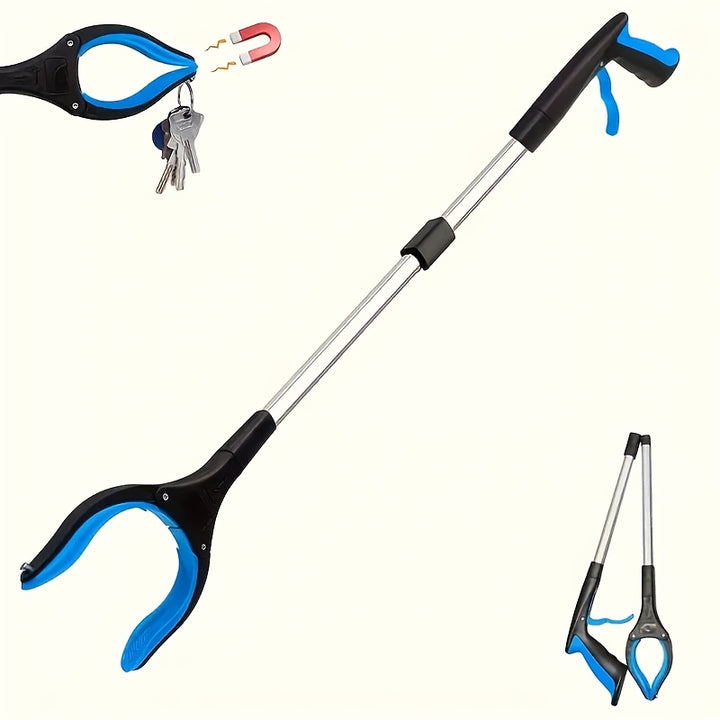 Outil de saisie extensible léger de 33 pouces - Outil de saisie pliable pour seniors avec mâchoires rotatives à 360° pour un ramassage facile des déchets et une assistance à la mobilité