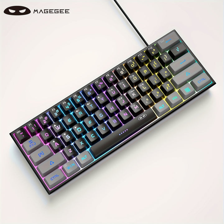 MageGee TS91 Mini 60% Gaming/Office Keyboard, Keycap Type Wired RGB Backlit Compact Computer Keyboard For Windows/Mac/Laptop