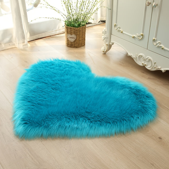 Heart Shaped Fluffy Shaggy Faux Fur Rug - 1pc Plush Carpet for Living Room Bedroom Sofa - 50*60cm/19.68*23.62in Area Mat