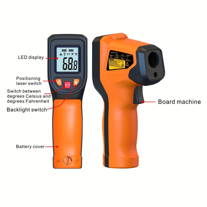 [Popular Choice] NJTY High-Precision Non-Contact Infrared Thermometer Gun - Digital Display, Durable Plastic, Battery Operated (AAA), Ideal for Cooking, Grills & Engines, Industrial Temperature Measurement