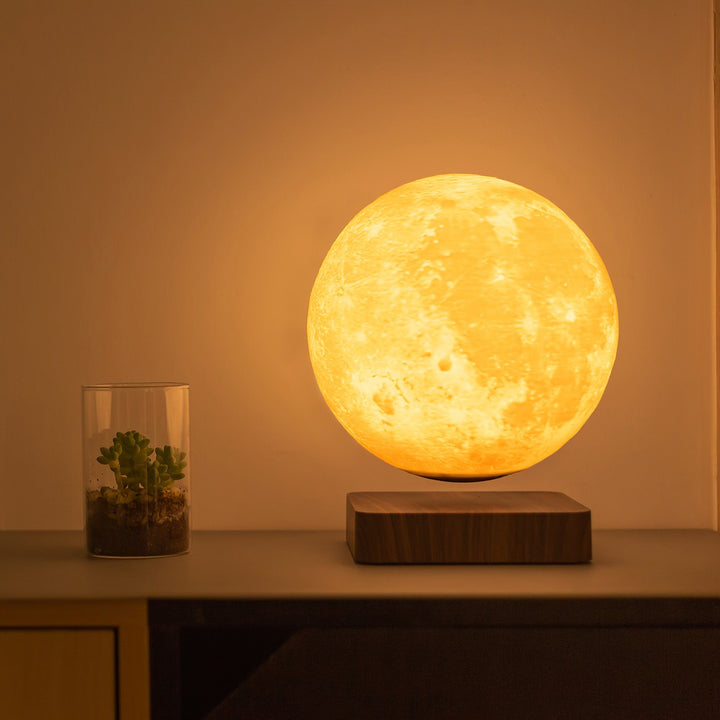 Romantic Decorative Interior Atmosphere Lamp Star Night Light Moon Levitating Moon Table Lamp, Magnetic Floating Night Light With 3 Lighting Modes, 3D Printed Levitation Bedside Table Lamp For Office Bedroom Home Decoration