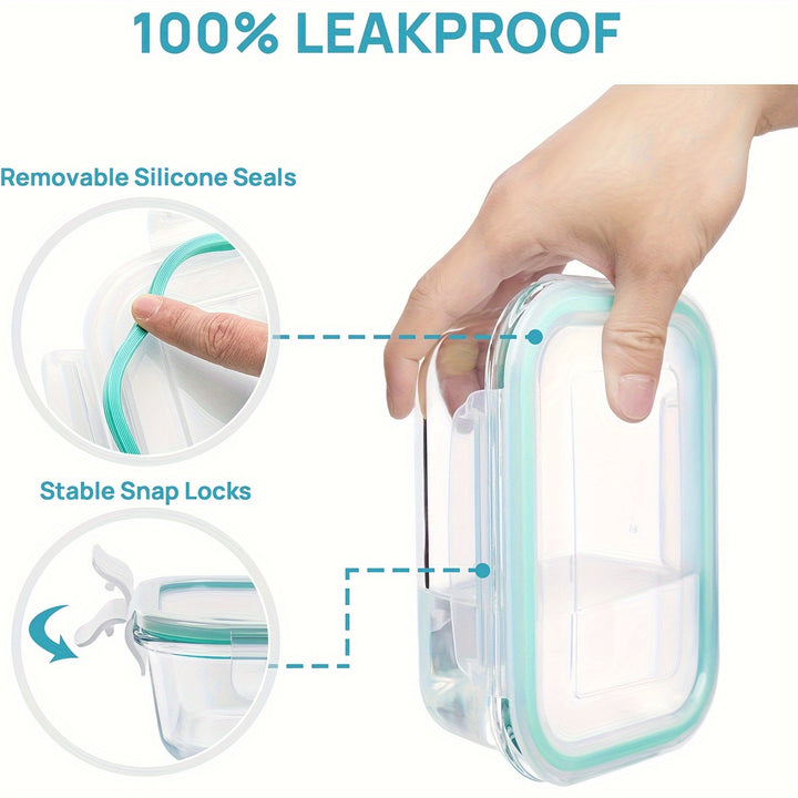 8pcs Glass Food Storage Containers, Meal Prep, Airtight Bento Boxes with Leak Proof Locking Lids, for Microwave, Lunch Boxes, Oven, Freezer And Dishwasher, BPA Free