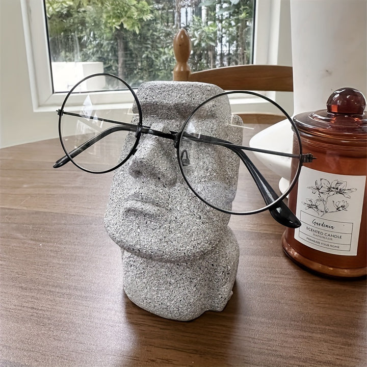 1pc Whimsical Easter Island Stone Glasses Holder - Fashion Glasses Display Stand for Home & Office Desk Decor, Durable ABS Resin Eyewear Organizer