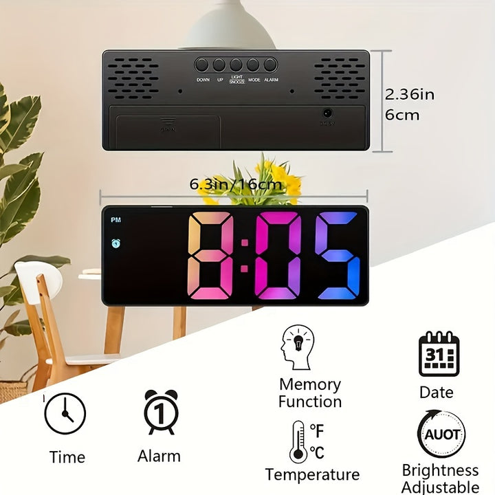 LED Digital Alarm Clock with Temperature Display - 3-Level Brightness, Silent Operation, USB Powered - Perfect for Bedroom & Home Decor