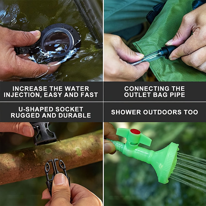 Portable 5 Gallon Solar Heated Shower Bag - Removable Hose And Switchable Shower Head For Outdoor Travel - Camping, Climbing, Hiking, Beach, And Swimming