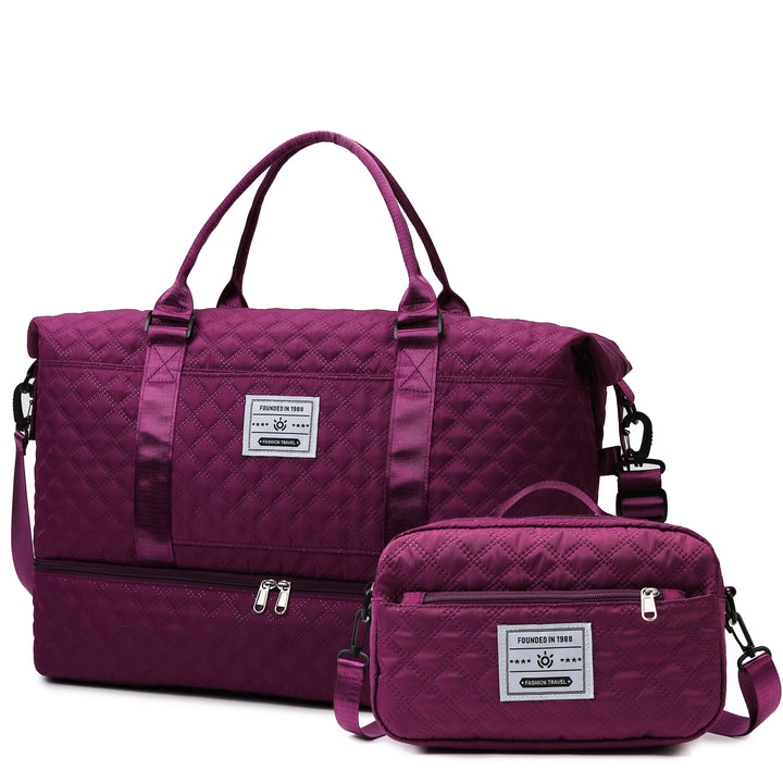 Large Capacity Water-Resistant Travel Duffle Bag - Fashionable Polyester Gym Yoga Tote with Adjustable Strap, Zipper Closure, Polyester Lining - Hand Washable