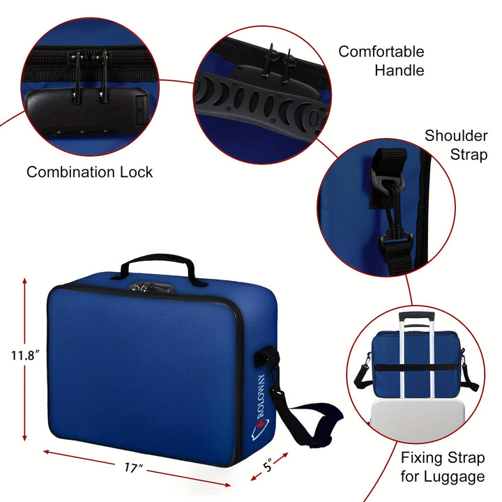 1 Pc Fireproof Document Bag With Lock & Reflective Strip (17 X 11.8 X 5 Inch), Important Document Storage Bag With Multi-Layer File Organizers Valentine's Day