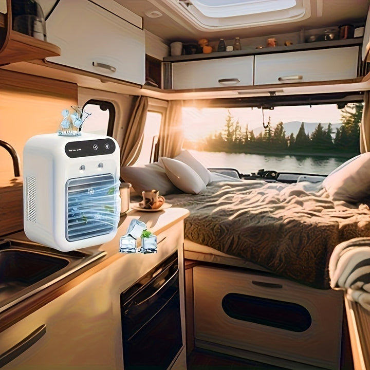 RV Ventilation Fan 2025new upgrade Portable Mini Personal Air Cooler, Small Air Conditioner with Humidifier & 16.91oz Water Tank, Rechargeable Room Air Conditioners, Personal AC Unit for Recreational Vehicle, Bedroom, Office,